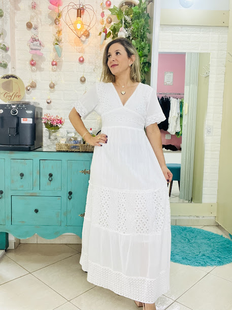 VESTIDO LAISE BRANCO MANGA CURTA - Imagem 3